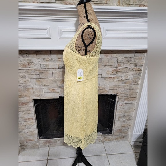 Jessica Simpson lemon yellow lace overlay sweetheart neckline dress size 8 new!! - Picture 2 of 7
